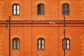 Red Brick Wall Facade With Six Arched Windows Royalty Free Stock Photo