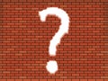 Red brick wall with a hole as a question mark Royalty Free Stock Photo