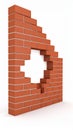 Red brick wall with a hole, construction, repair, and architectural concept Royalty Free Stock Photo