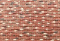 Red brick wall. Home construction. Smooth brickwork. Wall fragment