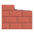 Red brick wall icon cartoon vector. Mortar cement Royalty Free Stock Photo