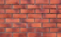 Red brick wall made of smooth brick. Seamless smooth brick wall. Brick wall background, copy space for design and text