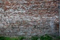 Red Brick Wall with Mortar and Cement Seepage