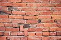 Red brick wall of old building, red brick texture, reliable brickwork masonry with bricklayer Royalty Free Stock Photo