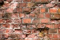 Red brick wall of old building, red brick texture, reliable brickwork masonry with bricklayer Royalty Free Stock Photo