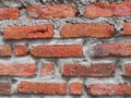 close up Red Brick Wall with with cement and sand Royalty Free Stock Photo