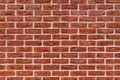 Red brick wall with rough texture and white mortar. Royalty Free Stock Photo