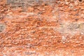 Red brick wall of ruins texture facade