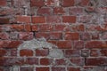 Red brick wall texture background. Old weathered and cracked red and orange bricks with concrete Royalty Free Stock Photo