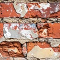 Red Brick Wall Texture with Damaged Mortar Royalty Free Stock Photo