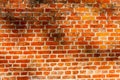 Red brick wall texture grunge background with vignetted corners, may use to interior design. Old orange brick Royalty Free Stock Photo