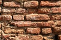 Red brick wall texture with morning sunlight and shadow. Grunge Red Stonewall Background. Royalty Free Stock Photo