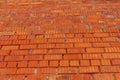 Red brick wall texture. Old retro building background copy space. Orange bricks surface, detailed stones backdrop Royalty Free Stock Photo