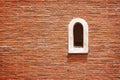 Red brick wall texture  with old white window for exterior decoration home background , horizontal patterns Royalty Free Stock Photo