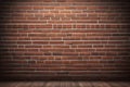 Red brick wall texture with wood floor. Vintage retro style for web, print, and design projects Royalty Free Stock Photo