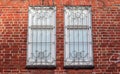 Red brick wall textures with windows at historical and industrial buildings Royalty Free Stock Photo