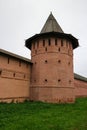 Red brick wall and tower of Saviour Monastery of St. Euthymius in Suzdal, Russia Royalty Free Stock Photo