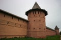 Red brick wall and tower of Saviour Monastery of St. Euthymius in Suzdal, Russia Royalty Free Stock Photo