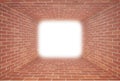 Red Brick wall tunnel with light