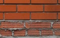 Old wall of red briks tiled background, regular block texture. Royalty Free Stock Photo