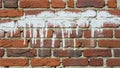 Red brick wall with white paint drips horizontal pattern texture urban surface background Royalty Free Stock Photo