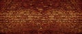 Red brick wall wide texture. Old rough brickwork panorama. Retro grunge background Royalty Free Stock Photo