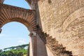 Red brick walls of colosseum and archway showing the brick mason Royalty Free Stock Photo