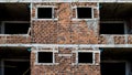 Red Brick walls in a corridor of a new building