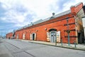 Red Brick Warehouse with port in Hakodate, Hokkaido,Japan Royalty Free Stock Photo