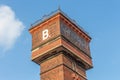 Red brick water tower, Battersby Hat Factory, Stockport, UK