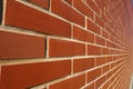 Red bricked wall in perspective