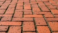 Red bricks arranged in a herringbone pattern create a textured pavement Royalty Free Stock Photo