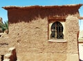 Red bricks, city, sand, detail romantic safari old buldings in desert in Morocco, in the desert, in Africa