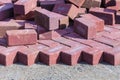 Red bricks on a construction site Royalty Free Stock Photo