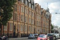 Red bricks houses on street of London, english architecture Royalty Free Stock Photo