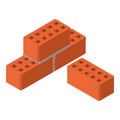 Red bricks icon, isometric style