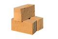 Stack of Bricks 3D illustration, Solid clay bricks used for construction,Old red brick isolated on white background. Royalty Free Stock Photo