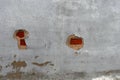 Red bricks visible from under the collapsed plaster on the wall, abstraction.