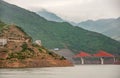 Red bridge along Yangtze River Xiling. Shengli Street, China