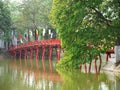 Red Bridge in Hoan Kiem Lake, Hanoi Royalty Free Stock Photo