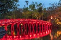 Red Bridge- The Huc Bridge in Hoan Kiem Lake, center of Hanoi, Vietnam Royalty Free Stock Photo