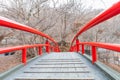 A red bridge in Ikaho Onsen on autumn is a hot spring town located on the eastern slopes of Mount Haruna , famous place of Gun