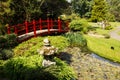 Red bridge. Irish National Stud's Japanese Gardens. Kildare. Ireland Royalty Free Stock Photo