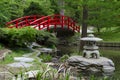 Red bridge in Japanese garden Royalty Free Stock Photo