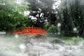 Red bridge in a japanese garden Royalty Free Stock Photo