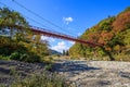 Red bridge, Kami No Iwahashi in Dakigaeri Valley - Senboku, Akita, Japan