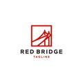 Red bridge logo vector icon illustration line outline monoline Royalty Free Stock Photo