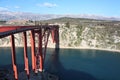 Red Bridge Maslenica, Croatia. Sunny day. Royalty Free Stock Photo