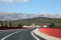 Red Bridge Maslenica, Croatia. Sunny day. Jumping. Royalty Free Stock Photo