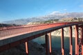 Red Bridge Maslenica, Croatia. Sunny day. Royalty Free Stock Photo